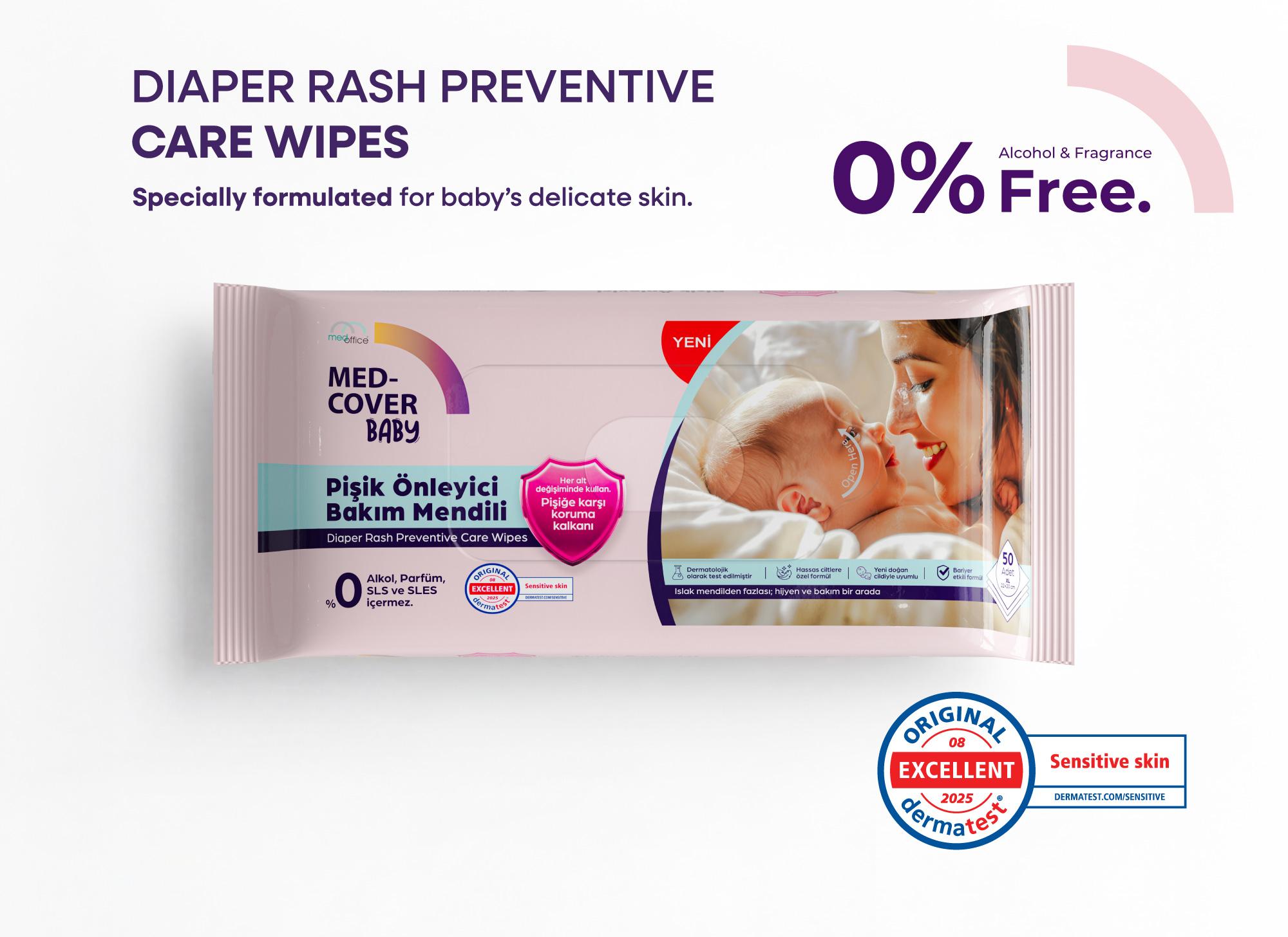 MED-COVER Diaper Rash Preventive Baby Wipes