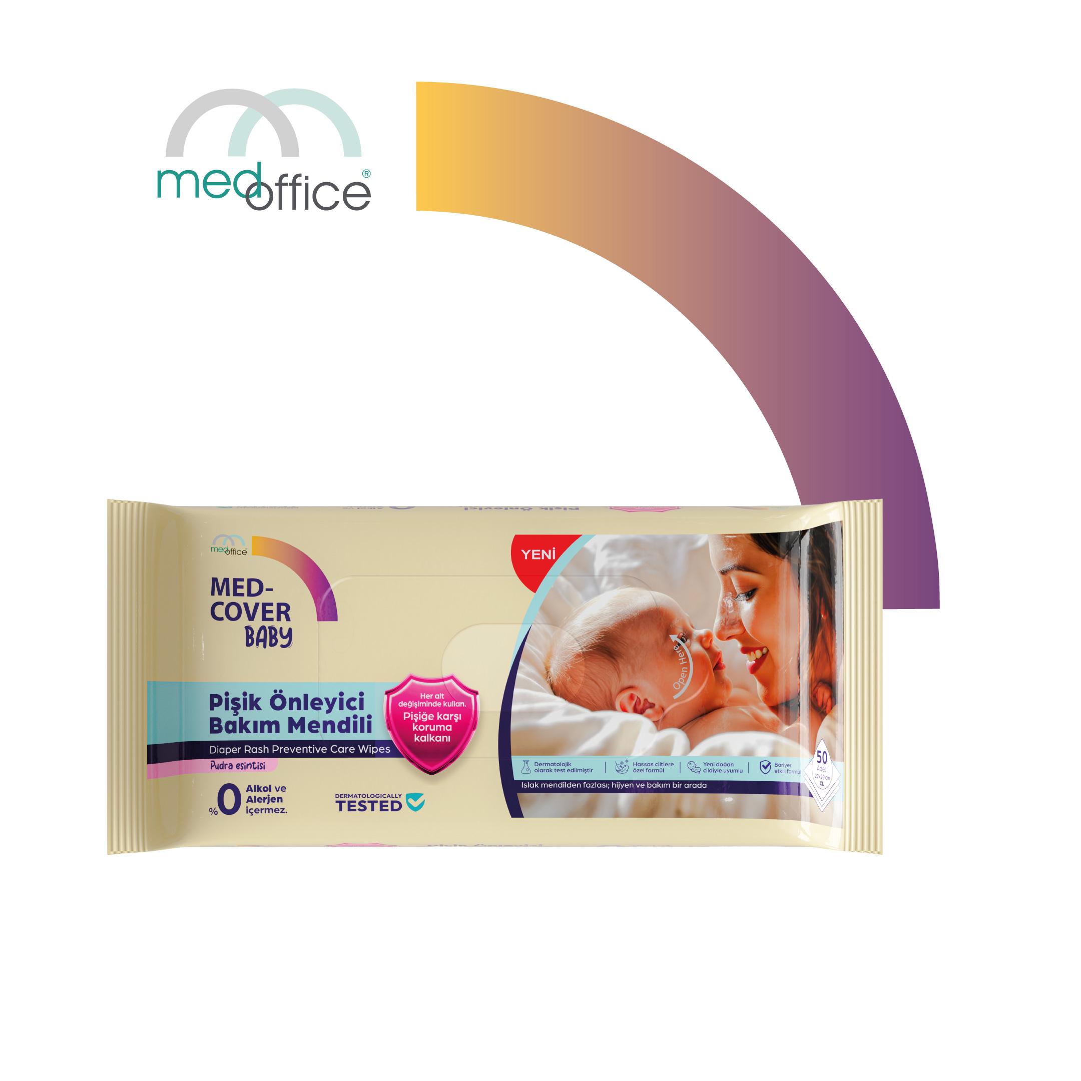 MED-COVER Diaper Rash Preventive Baby Wipes - Powder Fresh Scent