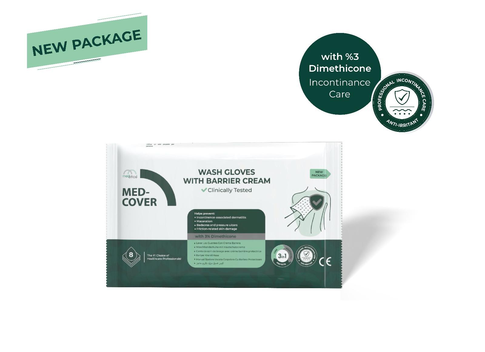 MED-COVER Barrier Cream Exfoliating Gloves – Pack of 8 (Folded Packaging)